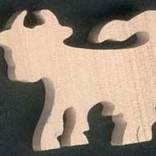3 mm tykk miniatyr ku figur til å male og lime i massivt lønnetre, håndskåret, scrapbooking dyr bondegård