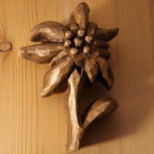 Edelweiss håndskåret og vokset i valnøtt, lindetre, skulptur, interiørdekorasjon