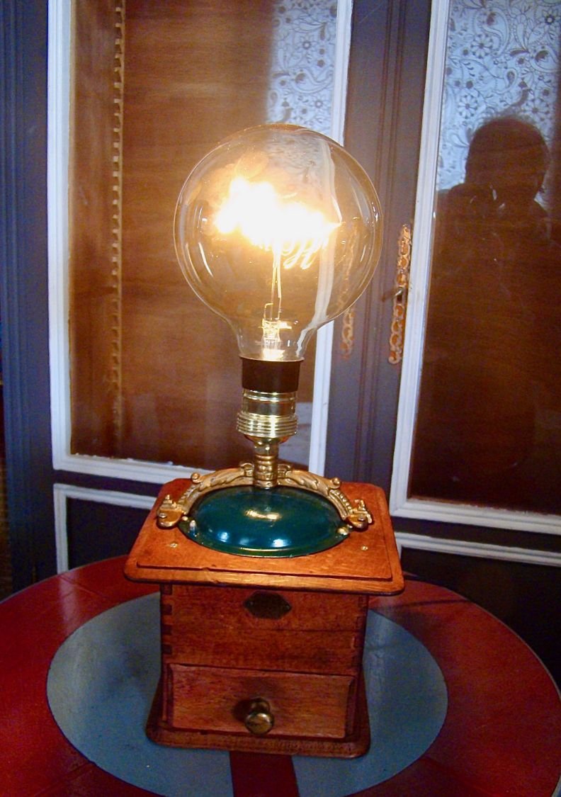 Gammel kaffemøllelampe EDISON