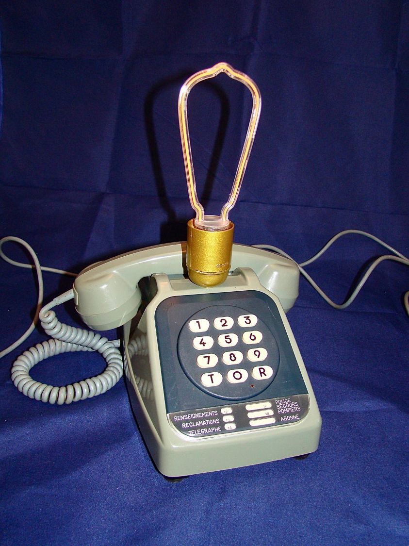 80 'stil blå neon telefonlampe 