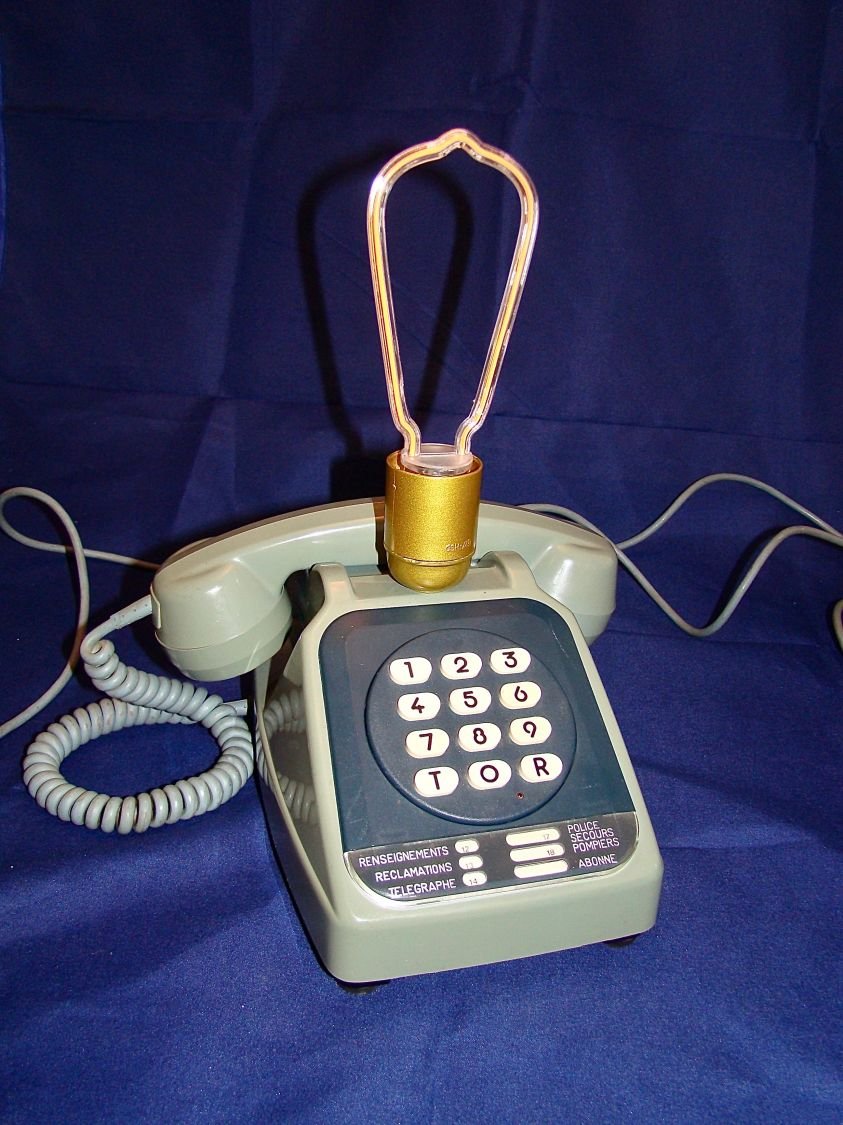 80 'stil blå neon telefonlampe 