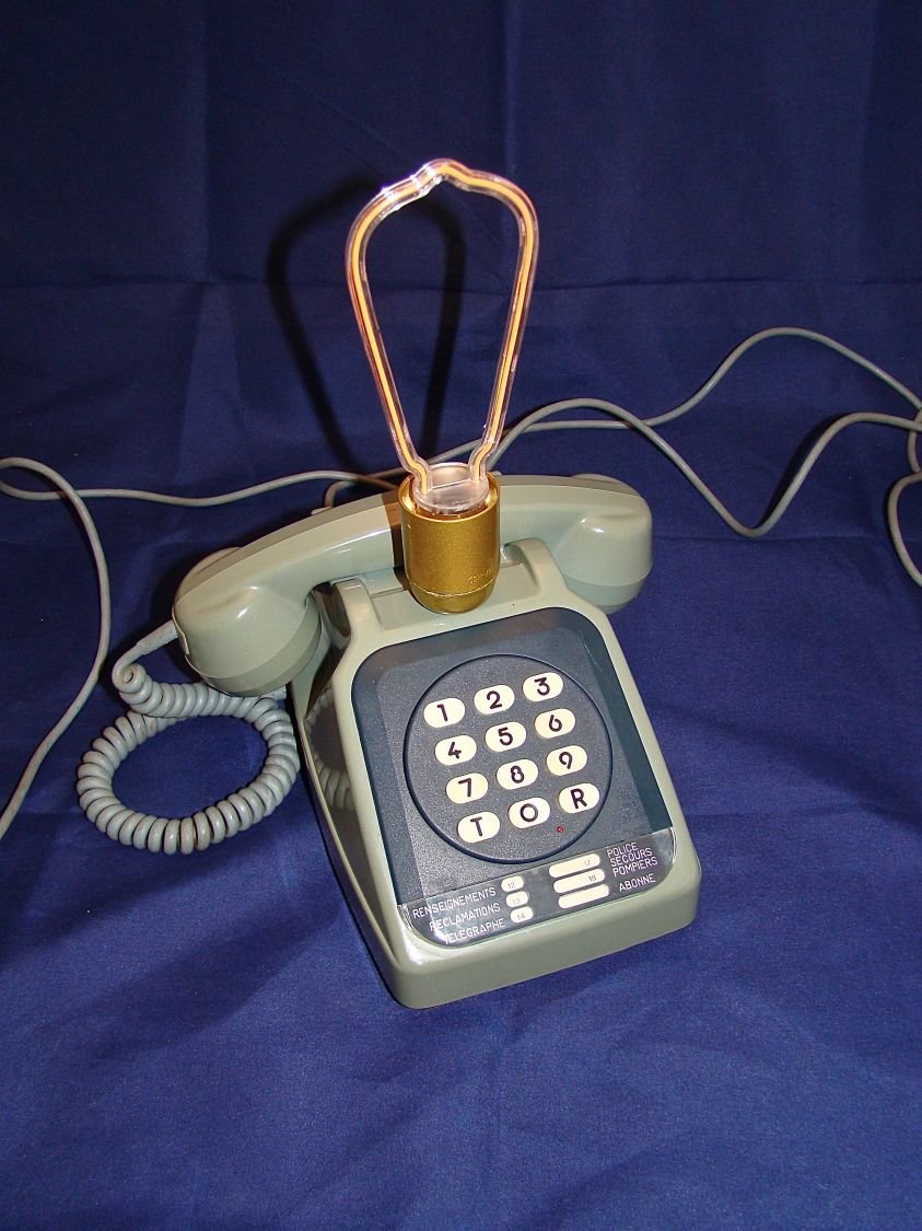 80 'stil blå neon telefonlampe 