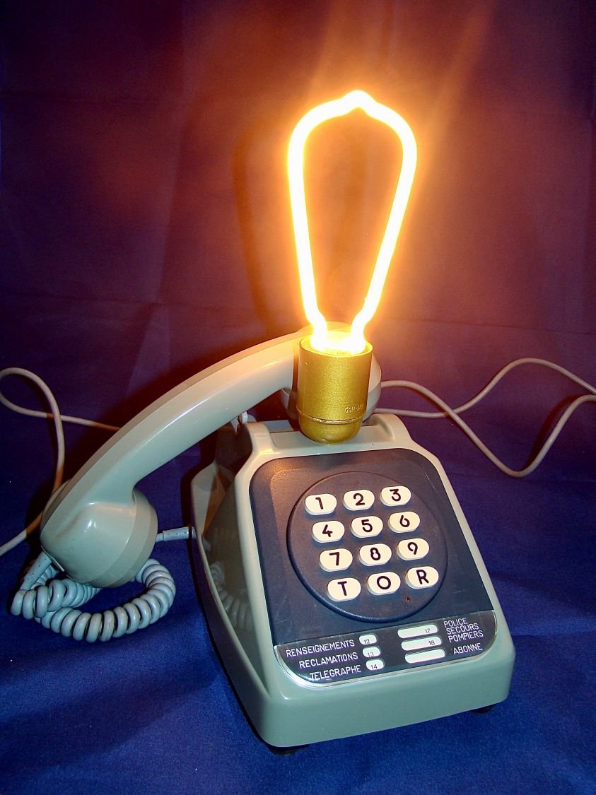 80 'stil blå neon telefonlampe 