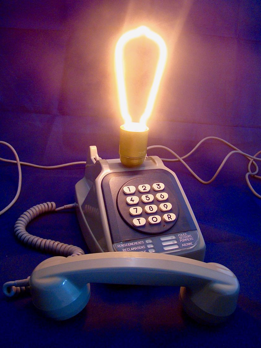 80 'stil blå neon telefonlampe 