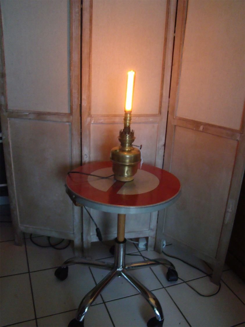 Messing parafinlampe i EDISON-stil 