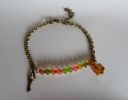 Armbånd bronse kjede rav og olivin