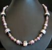 Collier de perles Violet & métal