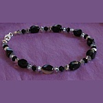 Armbånd Black Agates & Swarovski krystall 