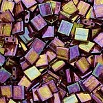 Miyuki Tila 5mm Dk Topaz Rainbow Gold x 25