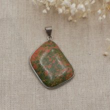 Cabochon anheng sett med unakitt stein 