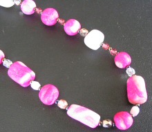 Collier fimo cama&iuml;eu Fuchsia
