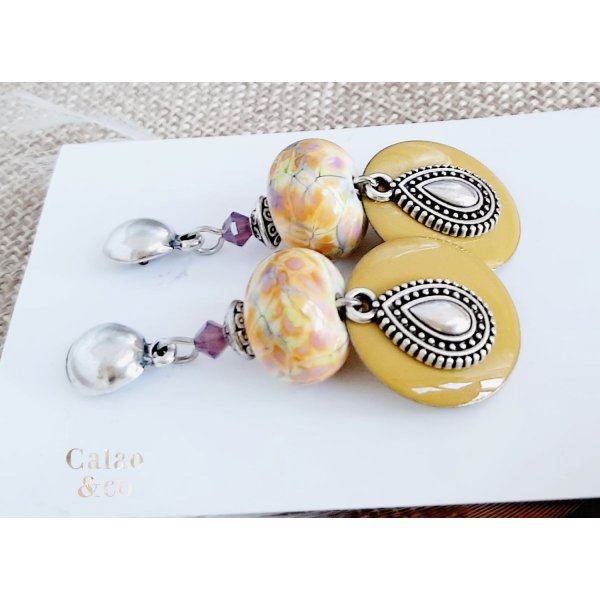 designer &oslash;redobber i gr&oslash;nn anis og antikk s&oslash;lv dr&aring;pe