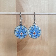 Blå orientalske blomster anheng øreringer