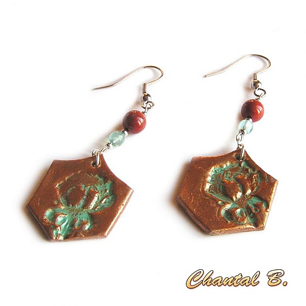 &oslash;redobber exagone blomsterperler og s&oslash;lv