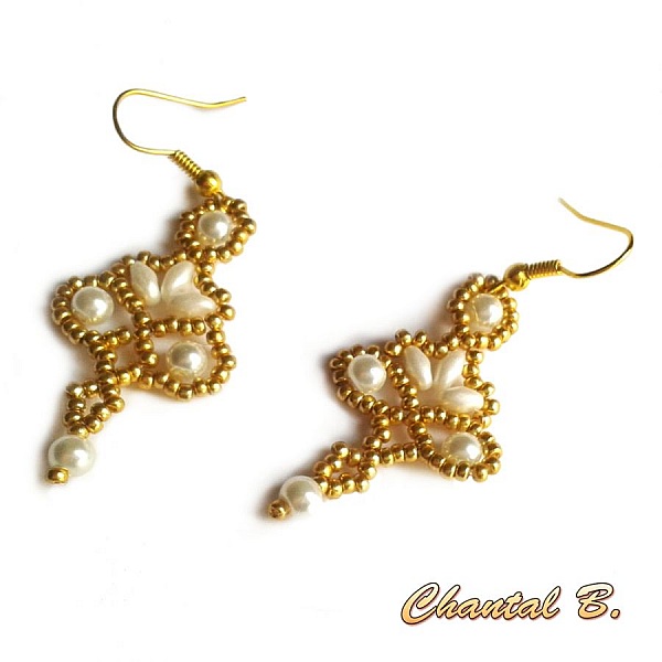 hvite og gull perle &oslash;redobber kveld bryllup gullbelagt seremoni