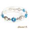 swarovski krystall armbånd blå perle og sølv vevde perler