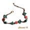 armbånd med rosa bohemske blomster og turkise perler bronse metall