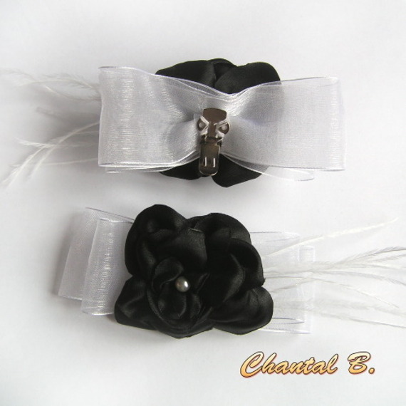 bryllup sko klipp svart sateng organza hvit shabby chic
