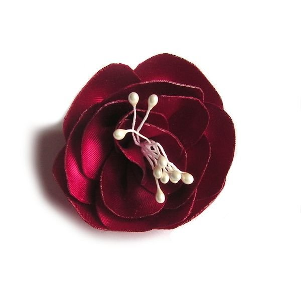 fuchsia rosa satengblomst og pistiller håndlaget for bryllupstilbehør