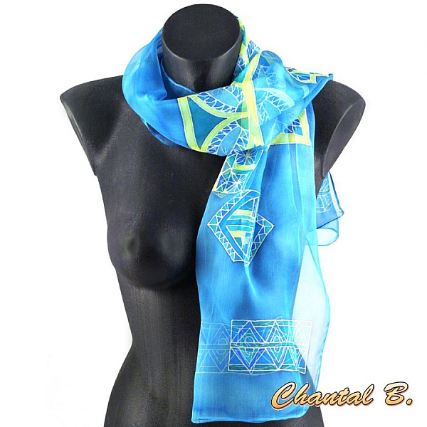 h&aring;ndmalt oransje silke chiffon skjerf kveldstilbeh&oslash;r