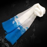 Hvit og turkis stola Malt silke chiffon