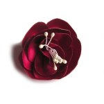 fuchsia rosa satengblomst og pistiller håndlaget for bryllupstilbehør