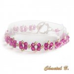 swarovski rosa fuchsia romantisk armbånd swarovski vevde perler rosa krystall og sølv