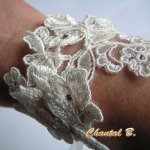 Elfenben blonder og rhinestone bryllup mansjettarmbånd