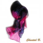 langt skjerf chiffon gradient rosa lilla håndmalt 180CM