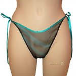 Turkis og svart silke chiffon tanga - 10% RABATT 2 KJØP