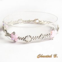 swarovski armbånd swarovski perler rosa AB boheme krystall og sølv romantisk bryllup