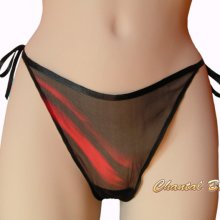 Svart og rød silke chiffon tanga SAINT VALENTIN -kampanje 10 % for 2 kjøpt