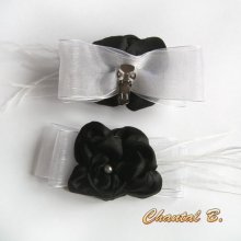 bryllup sko klipp svart sateng organza hvit shabby chic