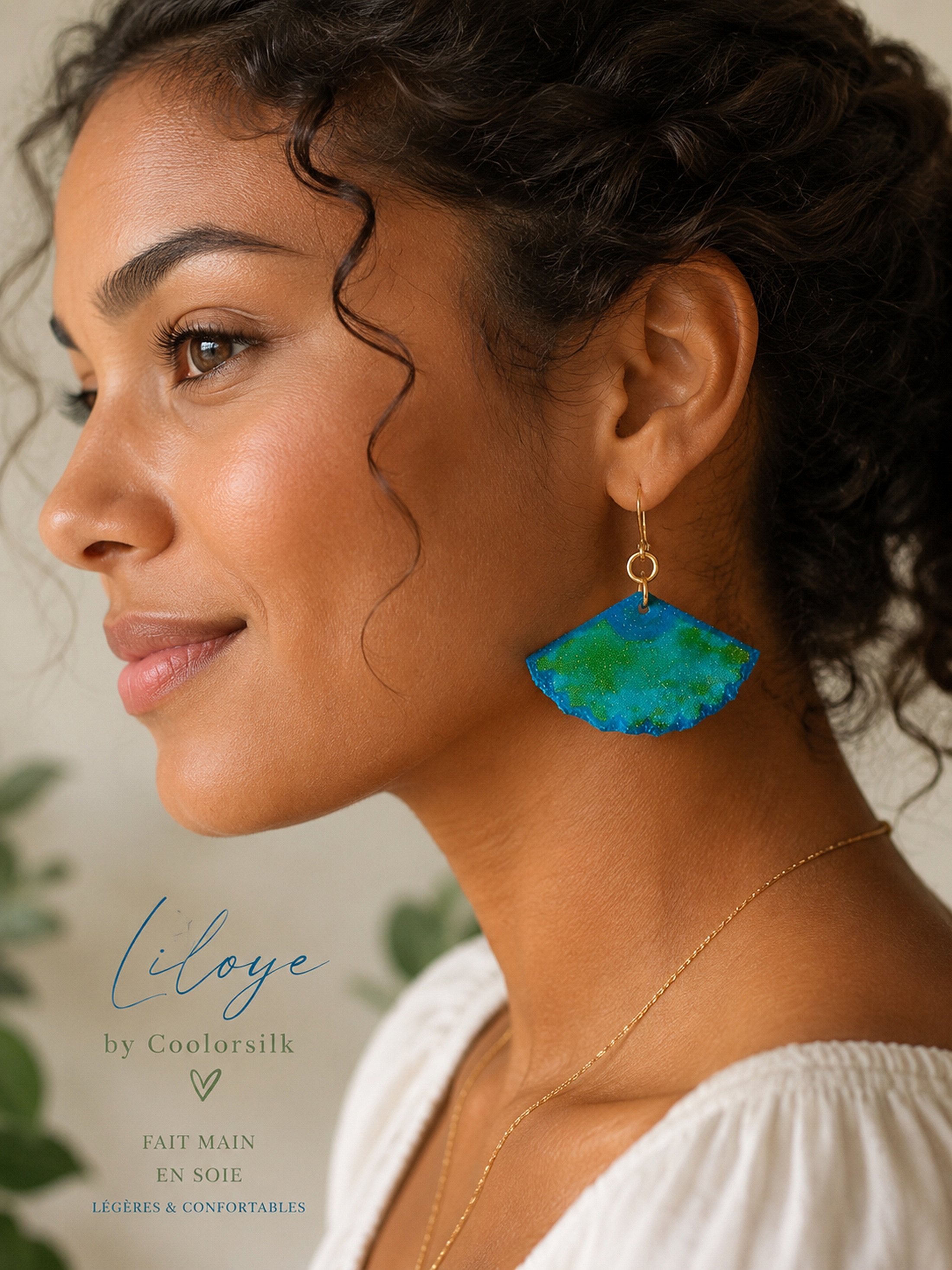 Boucles d oreilles en soie recto verso