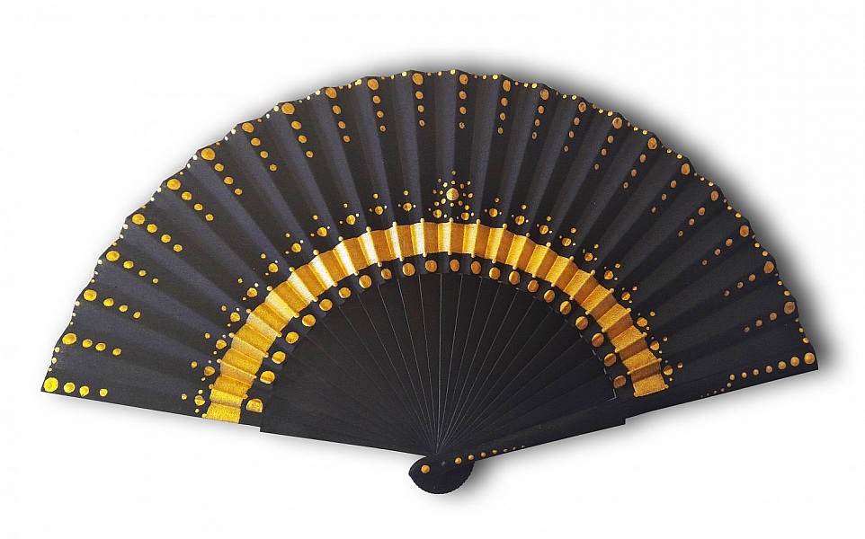 H&aring;ndtegnet og malt satengvifte "Galaxy