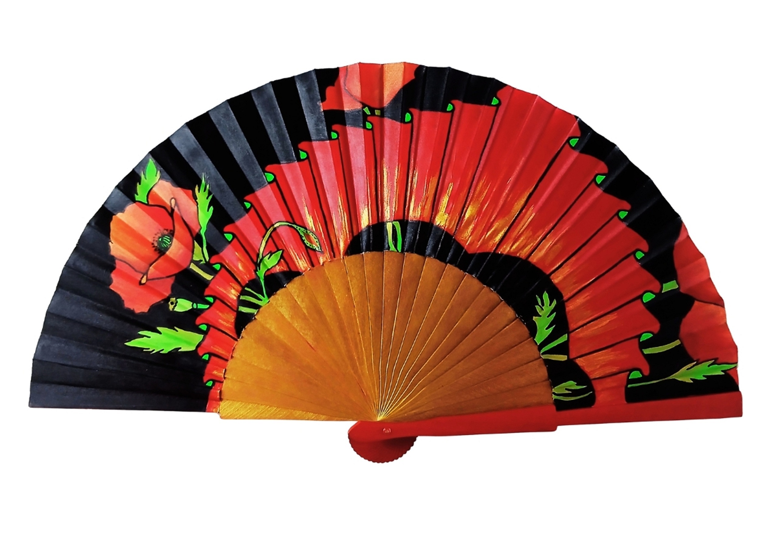 Eventail en satin dessin&eacute; et peint &agrave; la main  "Cordoba"