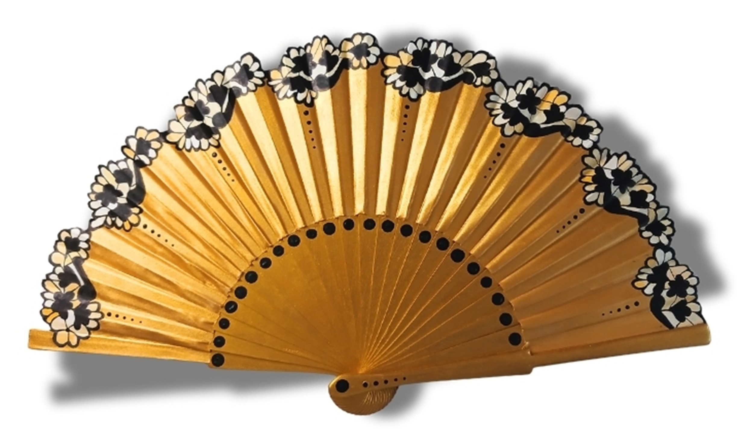 Eventail en soie dessin&eacute; et peint &agrave; la main "Cancun"