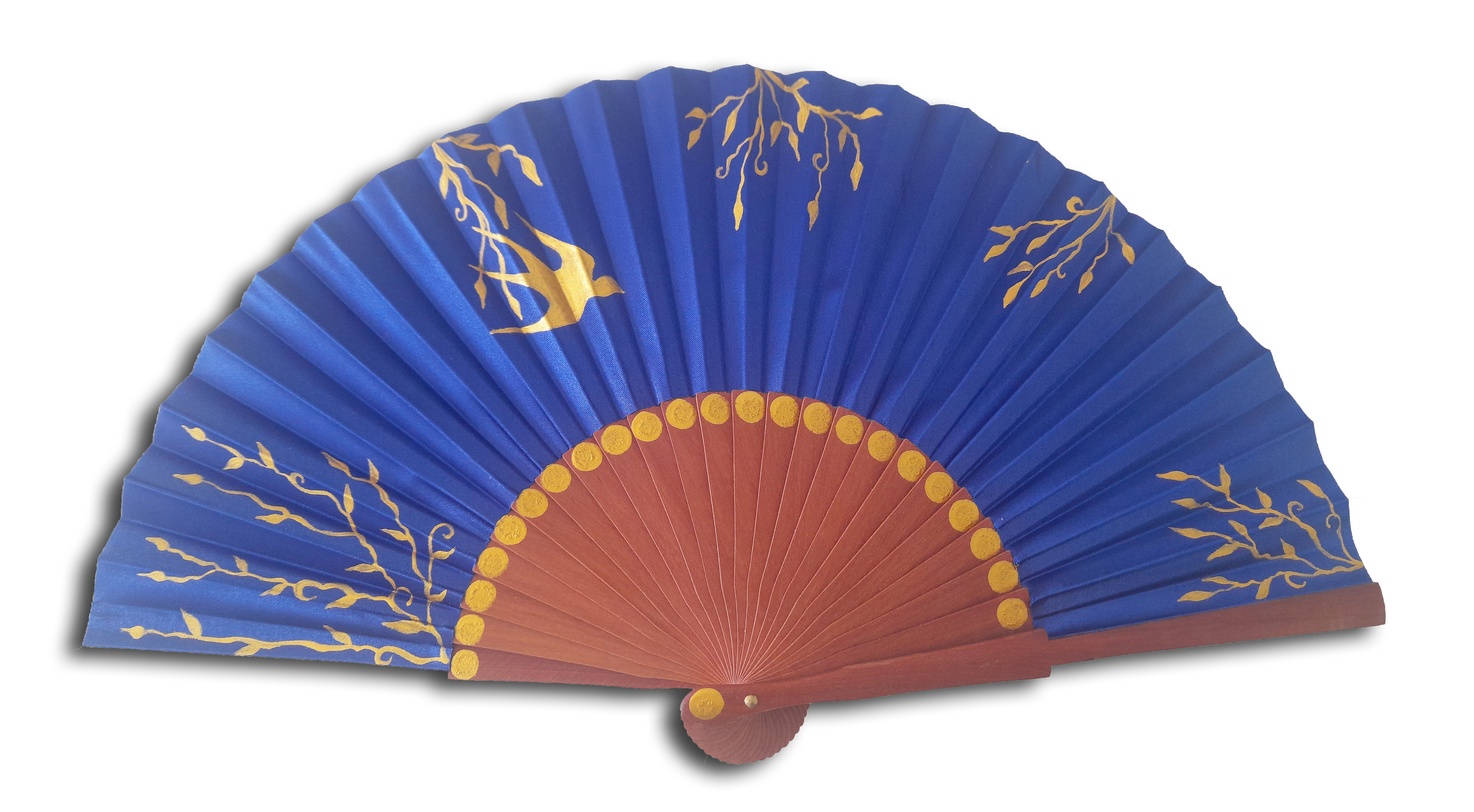 Eventail en soie  dessin&eacute;e et peinte &agrave; la main "Printemps del mar"