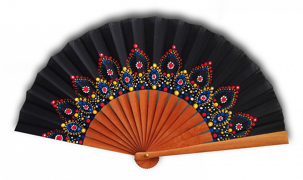 Unisex h&aring;ndmalt bomullsvifte. "Mandala" 19cm