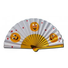 Min første håndtegnede og malte bomullsvifte 'Emoji
