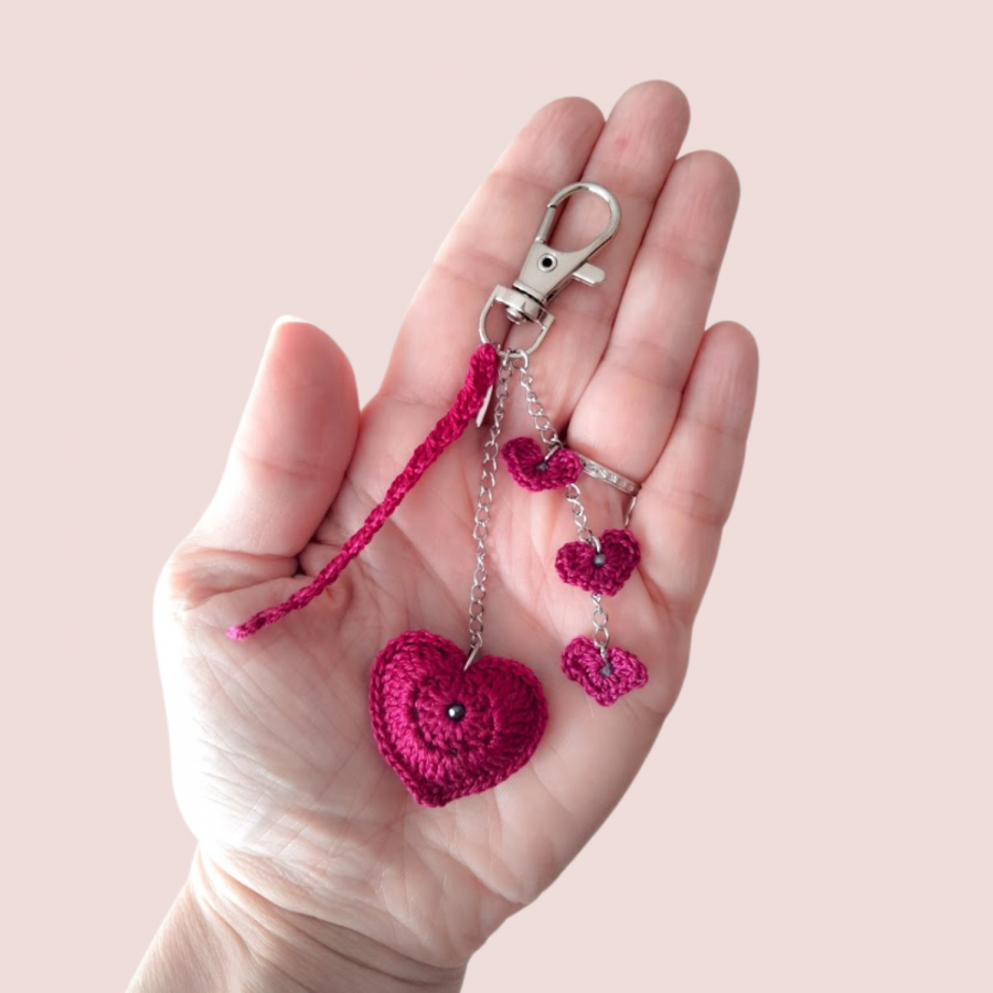 Hjerte" veske juvel Fuchsia