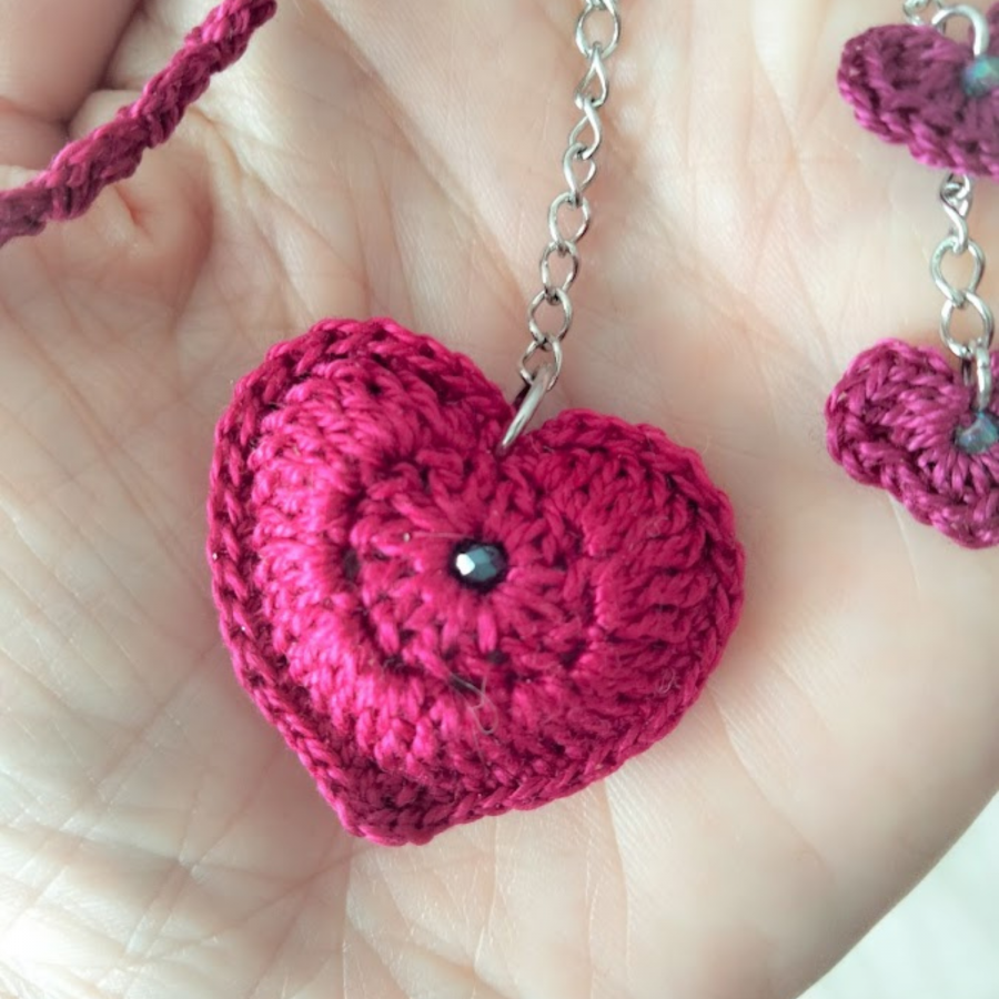 Hjerte" veske juvel Fuchsia