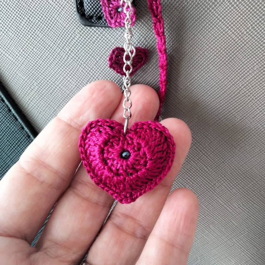 Hjerte" veske juvel Fuchsia