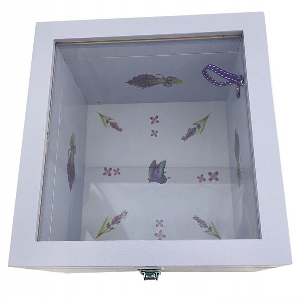 Trekasse med glasslokk. Modell : lavendula.
