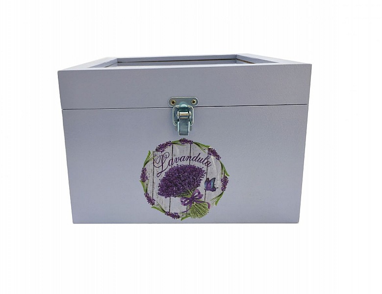 Trekasse med glasslokk. Modell : lavendula.