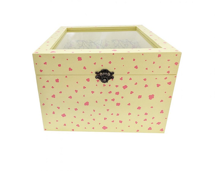 Trekasse med glasslokk. Modell : gul sakura