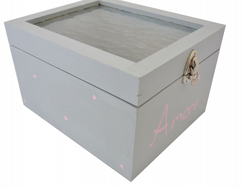 Trekasse med glasslokk