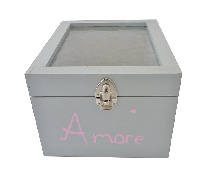 Trekasse med glasslokk