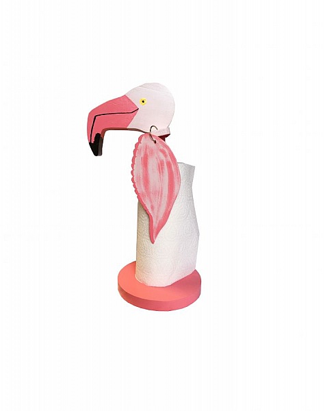 "Den rosa flamingo-papirh&aring;ndkleholderen. 