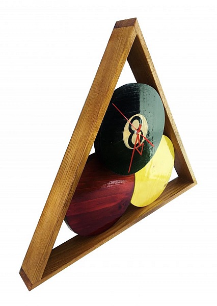 Klokke i massivt tre kastanje og furu "biljard" -modell